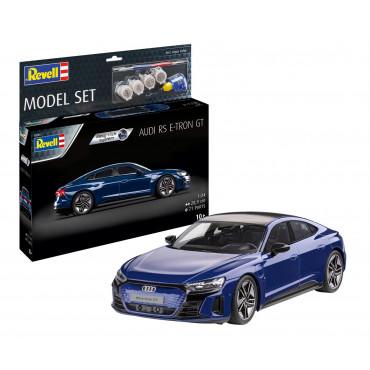 KIT PARA MONTAR REVELL MODEL SET EASY-CLICK AUDI RS E-TRON GT 1/24 71 PEÇAS COMPLETO COM TINTAS E PINCEL REV 67698